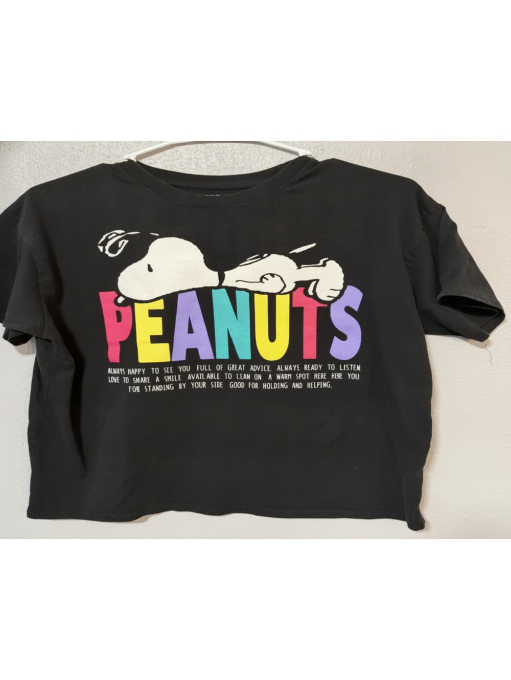 #6011 Peanuts Snoopy Graphic T-Shirt Black Women's Medium